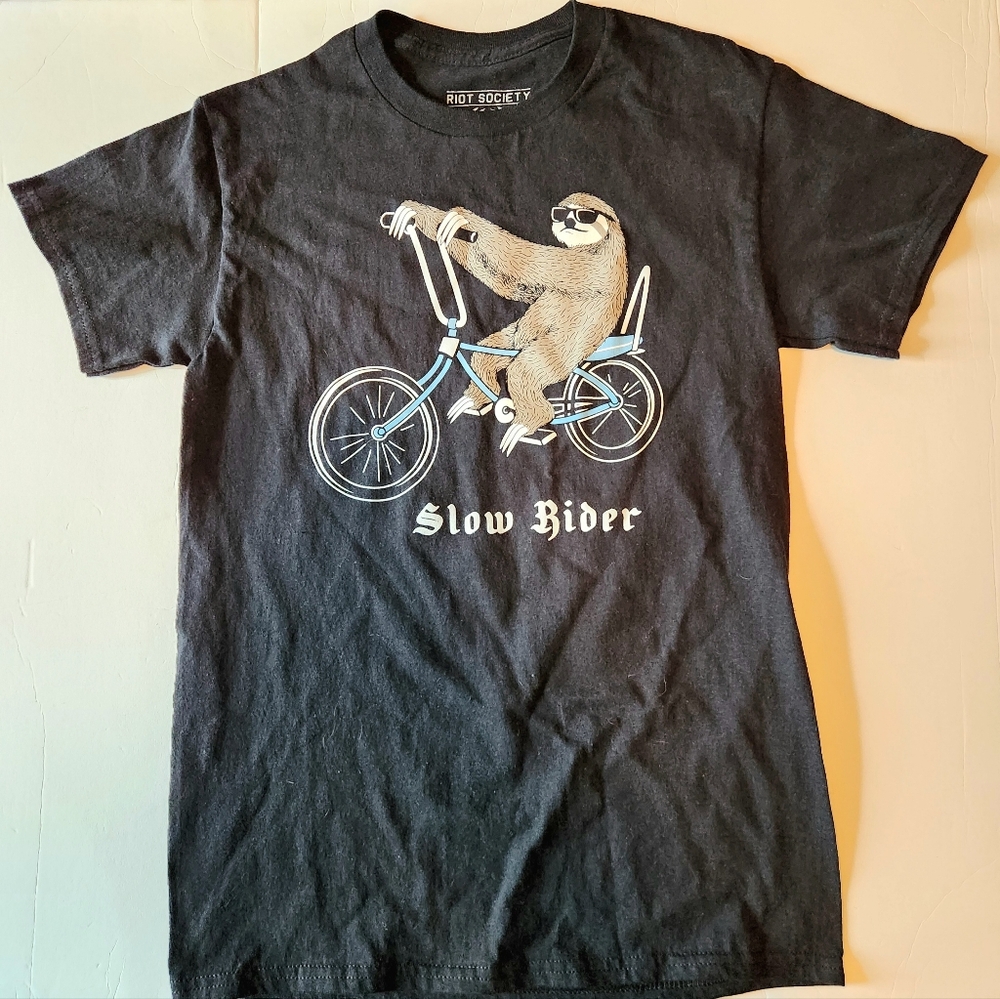 Men's Small Used Black Motorcycle Sloth T Shirt